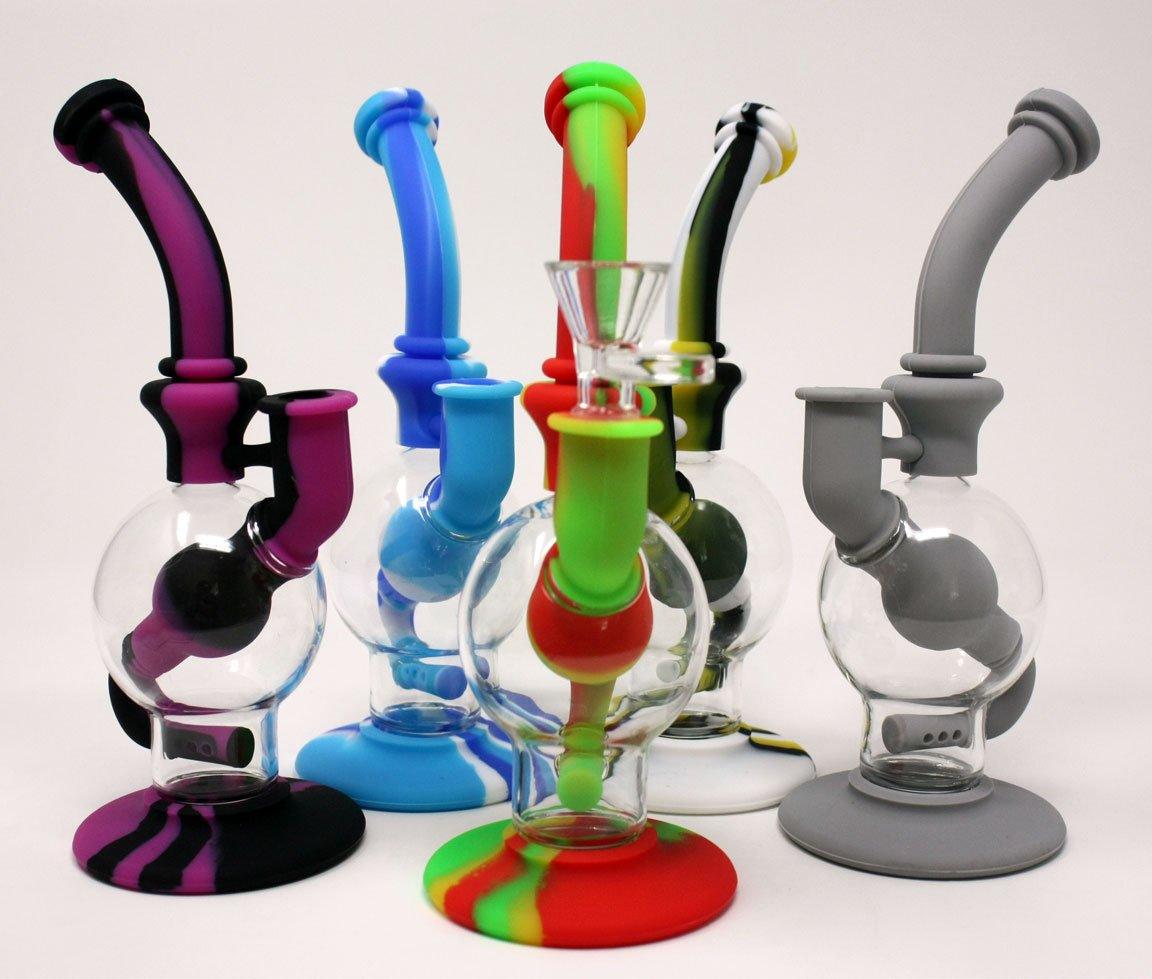 Silicone Glass Hybrid Rigs and Bubblers
