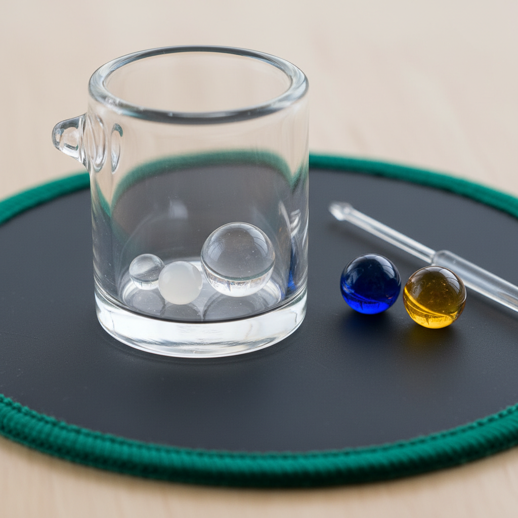 Terp pearl size comparison in a quartz banger (3 mm, 4 mm, 6 mm)