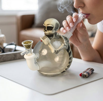 5.8" Pvc Skull Water Pipe | Glass + Silicone