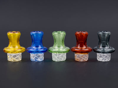 1.5" Color Top Hat Spinner Carb Cap in Yellow, Blue, Green, Orange and Gray