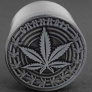 1.5" Hemp Leaf Embossed Zinc Grinder