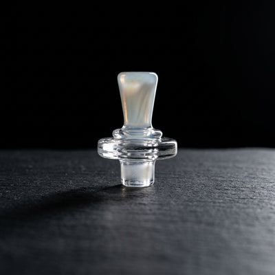 1.5" Opaline Tower Top Carb Cap on dark slate surface - Oil Slick Pad