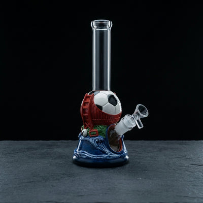 10.2'' Golden Gate Water Pipe on dark slate surface - Oil Slick Pad