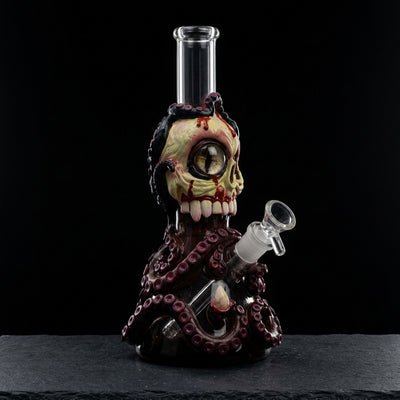 10.3'' Ghost Orb Water Pipe on dark slate surface - Oil Slick Pad