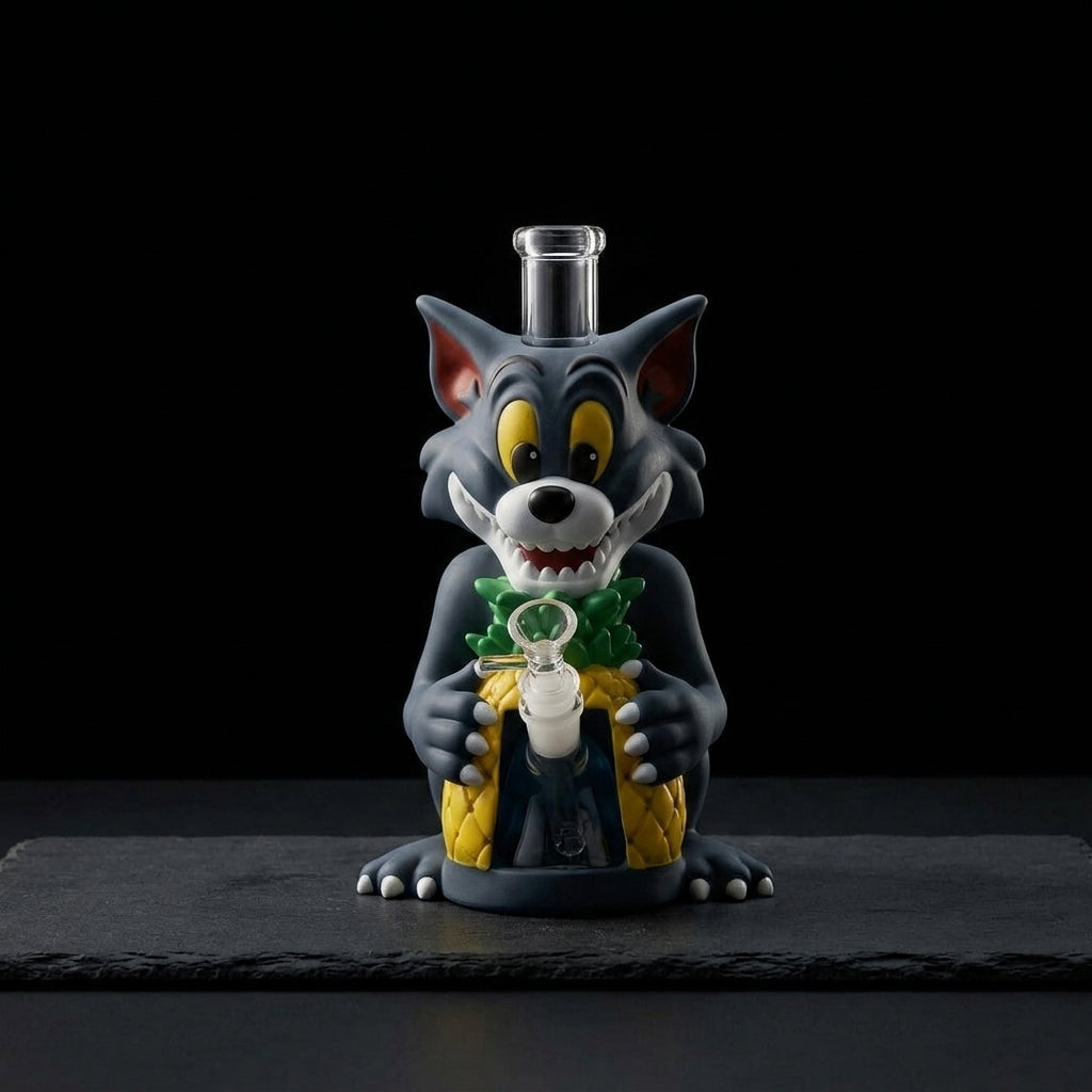 10.4'' Mischievous Gray Cat Water Pipe