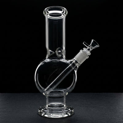 10" Clear Venetian Bubble Beaker on dark slate surface - Oil Slick Pad