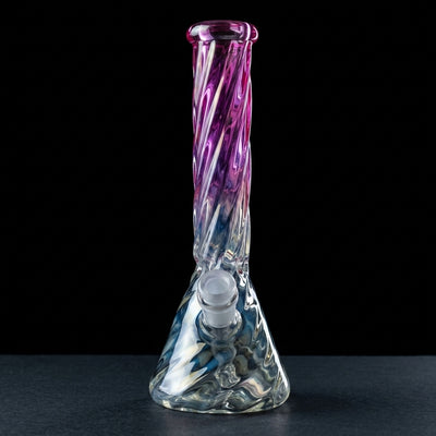 10" Iridescent Color Top Twist Beaker on dark slate surface - Oil Slick Pad