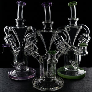10" Monark Color Accent Dual Chamber Recycler on dark slate surface - Oil Slick Pad