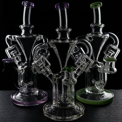 10" Monark Color Accent Dual Chamber Recycler on dark slate surface - Oil Slick Pad