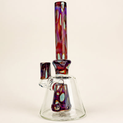 10" Randohm Glass Color Dot Bottle Rig - Made in USA (One Off), light background