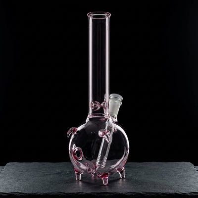 10″ Sculpted Piggy Bank Bong on dark slate surface - Oil Slick Pad