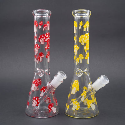 10" Single Color Mushroom Beaker in Red and Yellow