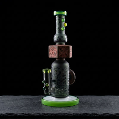 10” Slime Etch Zombie Rig on dark slate surface - Oil Slick Pad