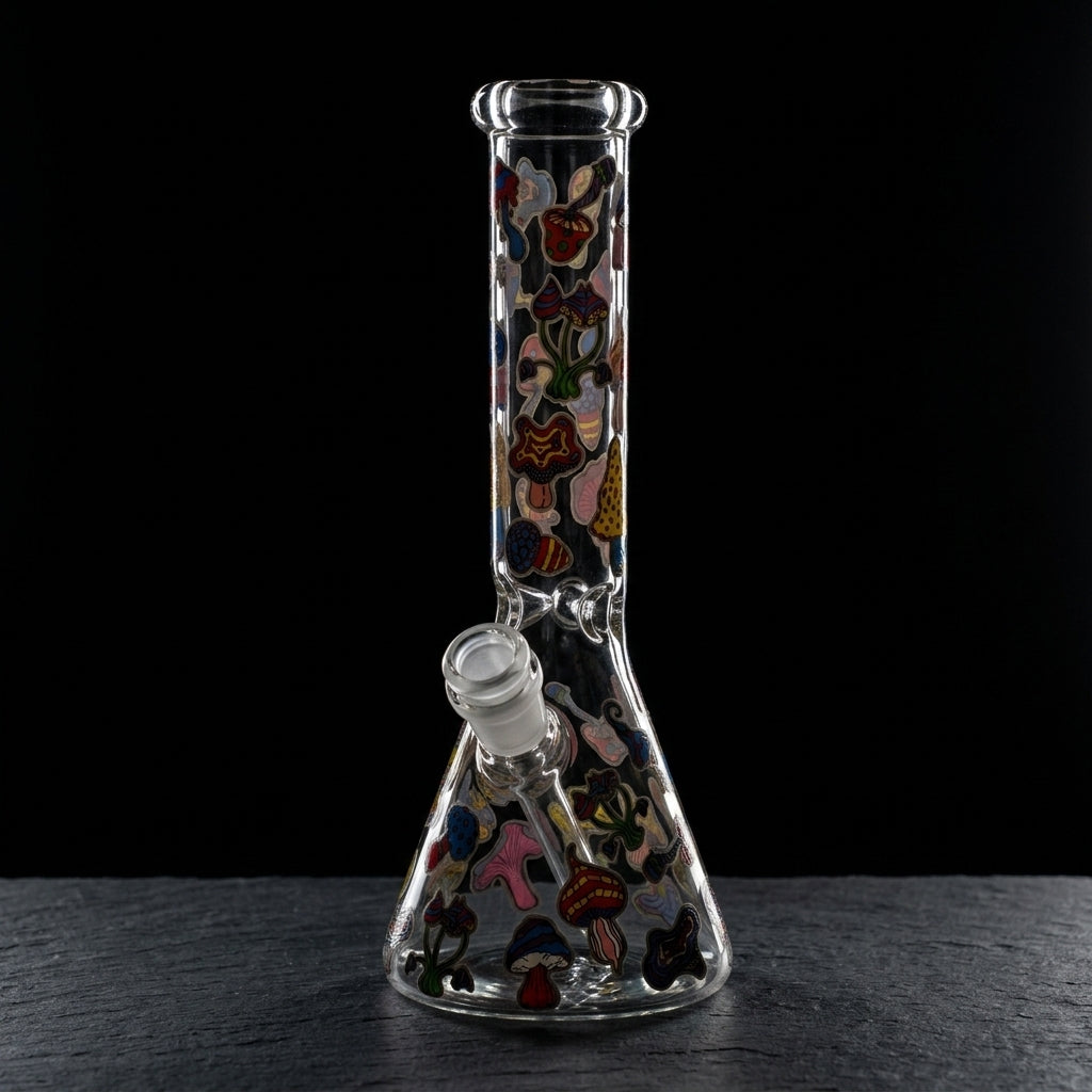 10" Trippy Mushroom Decal Beaker