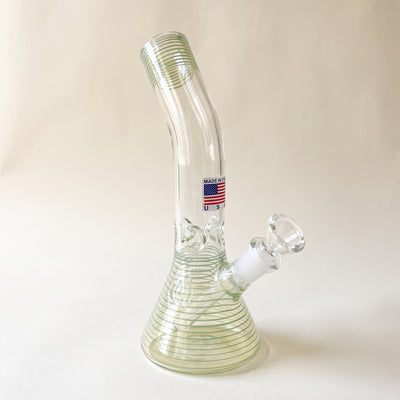 10" U&M Color Wrap Fume Bent Neck Beaker - Made in USA, light background