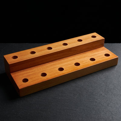 10" Wood Banger & Flower Bowl Display Stand on dark slate surface - Oil Slick Pad