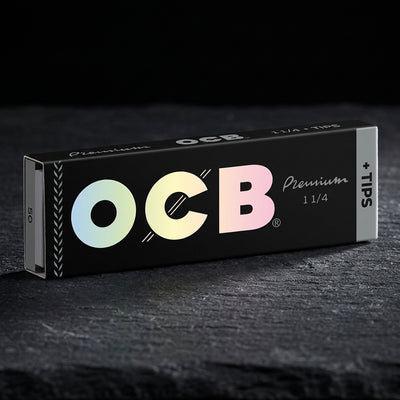 OCB Premium 1 ¼ Papers + Tips — Oil Slick editorial product photo