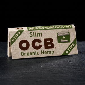 OCB Organic Hemp Slim Papers + Tips — Oil Slick editorial product photo