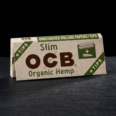OCB Organic Hemp Slim Papers + Tips — Oil Slick editorial product photo