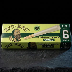 Zig Zag Paper Cones Organic Hemp 1 ¼ – 6pk — Oil Slick editorial product photo