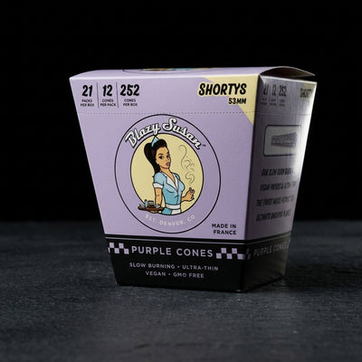Blazy Susan Shorty 53mm Purple Pre Rolled Cones | Full Box — Oil Slick editorial product photo