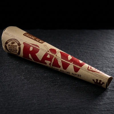 RAW Organic 3pk Pre-Roll King Size Cones 32bx — Oil Slick editorial product photo