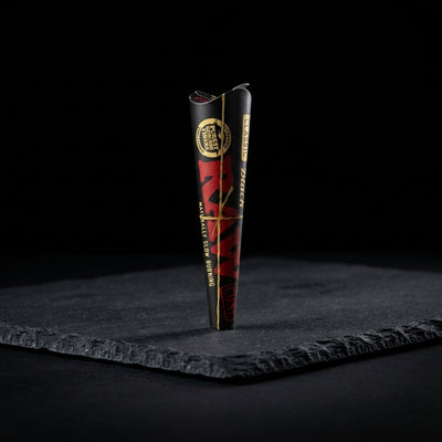 RAW Black 1 ¼ Triangle Scoop Cones 6pk 30bx — Oil Slick editorial product photo