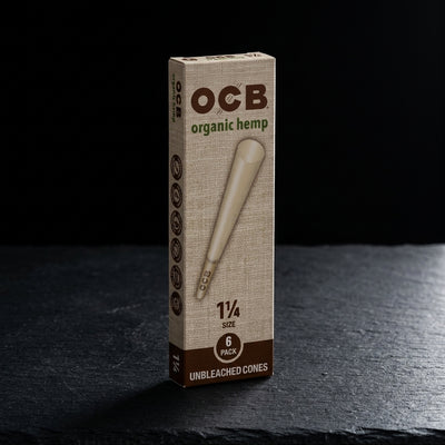 OCB Organic Hemp 1 ¼ Cones - 6 Count / 24 Packs — Oil Slick editorial product photo