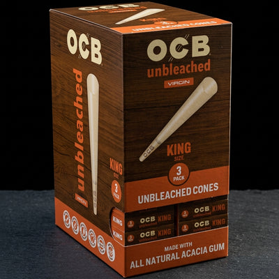 OCB Unbleached King Cones – 3 Count / 24 Packs — Oil Slick editorial product photo