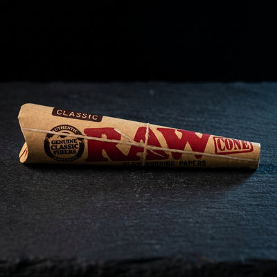 RAW Classic 6pk Pre-Roll 1 ¼ Cones 32bx — Oil Slick editorial product photo