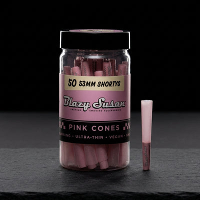 Blazy Susan Pink Paper Cones - 53mm 50Ct Shortys Cones — Oil Slick editorial product photo