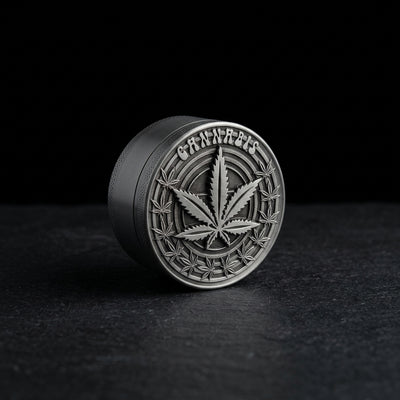 1.5" Hemp Leaf Embossed Zinc Grinder - 1