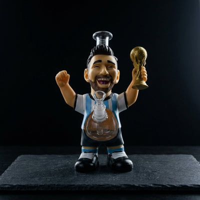 11.4" Soccer Star #10 Water Pipe on dark slate surface - Oil Slick Pad