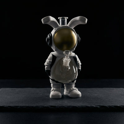 11.5'' pvc backpack rabbit on dark slate surface - Oil Slick Pad
