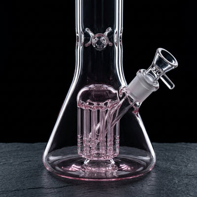 12'' Encore Half Color 8 Tree Beaker (one off) on dark slate surface - Oil Slick Pad