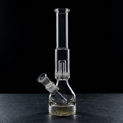 12" Encore Henny Unbreakable Perc Pounder on dark slate surface - Oil Slick Pad
