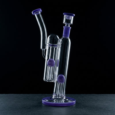 12" Monark Color Accent Double Fused Tree Bong (one off) on dark slate surface - Oil Slick Pad