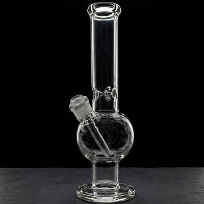 14" Clear 7mm Venetian Bubble Beaker on dark slate surface - Oil Slick Pad