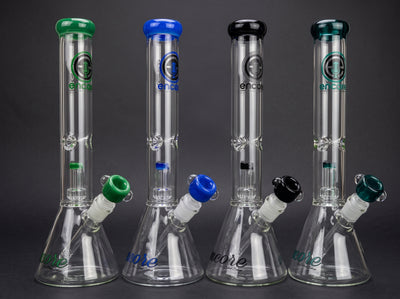 14" Encore Showerhead Beaker in Green, Blue, Black and Teal