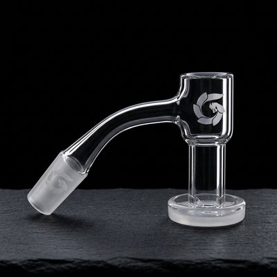 14 M 45° Glass House Opaque Base Terp Vacuum Banger on dark slate surface - Oil Slick Pad