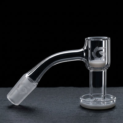 14 M 45° Glass House Opaque Base Terp Vacuum Banger (one off) on dark slate surface - Oil Slick Pad