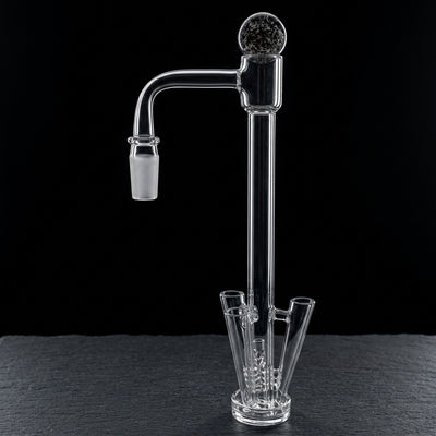 14 M 90° 180MM TRIPLE SLIDE BANGER on dark slate surface - Oil Slick Pad