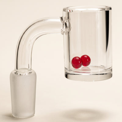 24mm Beveled Quartz Banger w/ Terp Pearls - 14mm Male 90°, light background