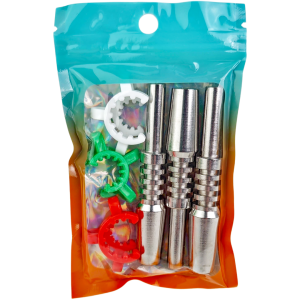 2.5″ 14MM TITANIUM NECTAR TIP – 3 PACK W/ CLIPS by RAW