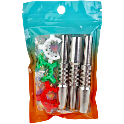 2.5″ 14MM TITANIUM NECTAR TIP – 3 PACK W/ CLIPS by RAW