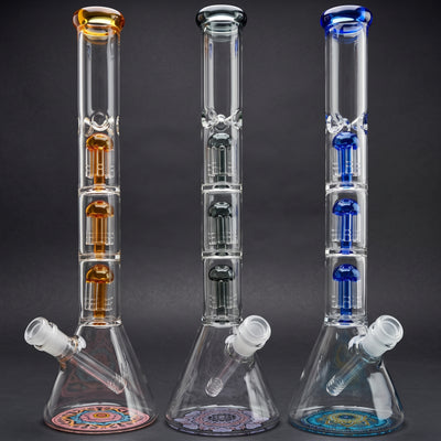 15" Decal Base Triple Tree Beaker in Orange, Gray and Blue