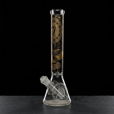16'' 7mm Thick Egyptian Glow Beaker on dark slate surface - Oil Slick Pad