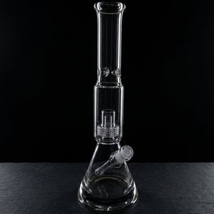 16" Clear Matrix Thick Base Beaker on dark slate surface - Oil Slick Pad