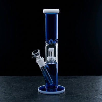 16'' Encore Two-Tone Showerhead Window Straight Bong on dark slate surface - Oil Slick Pad