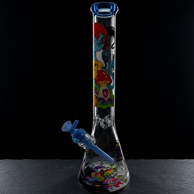 16" Nicky Davis Ghost Gang Beaker on dark slate surface - Oil Slick Pad